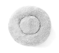 JORCEDI 2026 New Update Luxury Plush Donut Pet Bed - Super Soft Faux Rabbit Fur Calming Round Cuddler for Dogs & Cats, Self-Warming, Non-Slip Bottom, Machine Washable Indoor Bed (Gray,M)