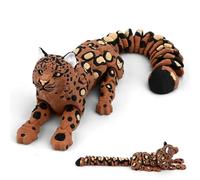 JORCEDI 21cm 3D Printed Articulated Snow Leopard - Flexible Poseable Figure with Realistic Joint Mobility, Lying Down Desktop Decor & Educational Toy for Kids and Adults (D)