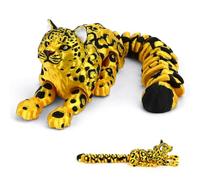 JORCEDI 21cm 3D Printed Articulated Snow Leopard - Flexible Poseable Figure with Realistic Joint Mobility, Lying Down Desktop Decor & Educational Toy for Kids and Adults (C)