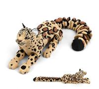 JORCEDI 21cm 3D Printed Articulated Snow Leopard - Flexible Poseable Figure with Realistic Joint Mobility, Lying Down Desktop Decor & Educational Toy for Kids and Adults (A1)