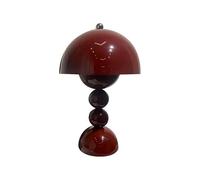JORCEDI 3-Color Dimmable Rechargeable Table Lamp - Cordless Touch Control Desk Lamp, Portable Battery Powered Nightstand Lamp for Bedroom, Kitchen, Outdoor & Camping Decor (Dark Red)