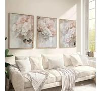 JORCEDI 3 Pcs Flower Paintings Poster Retro White Hydrangeas Wall Decor, Unframed Canvas Wall Art Prints Room Decor For Living Room, Bathroom, Bedroom (Rice Pink,30x40cm)