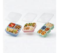 JORCEDI 3 PCS Snack and Dip Container Portion Control Lunch Boxes Set 3/4/5 Compartment Meal Prep Containers Leakproof Food Storage Boxes for Work Fitness Picnic & Travel (Mixed Color)