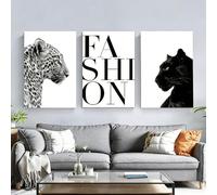 JORCEDI 3-Piece Aesthetic Black and White Poster Set, Stockholm Style Poster, Fashion Canvas Print, Aesthetically Pleasing Animal Poster, Leopard, Black Panther, Wall Art, Unframed (30 * 40cm)