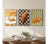 JORCEDI 3-piece Kitchen Poster Set, Vintage Kitchen Wall Art, Kitchen Aesthetic Decor, Coffee, Bread, for The Kitchen and Dining Room, Coffee, Bar Decor, Unframed (21x30cm,A)