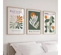 JORCEDI 3-Piece Matisse Poster Set, Modern Abstract Stylish Matisse Art Prints, Abstract Botanical Art Posters, Modern Boho Wall Art for Living Room Bedroom Office, Unframed (30x40cm)