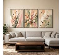 JORCEDI 3-piece Poster Set, Abstract Watercolour Poster Set, Colourful Floral Art Prints, Modern Floral Art Prints, for The Living Room, Bedroom, Office or Hallway, Unframed (21x30cm)