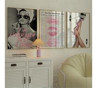 JORCEDI 3pc Pink Vogue Posters,Retro Y2k Pink High Heels, Lips, Hot Girly Lips Preppy for Living Room, Bedroom, Dressing Room Poster, Canvas Decorative Painting,No Unframed (30 * 40cm)