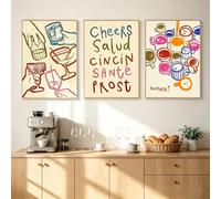 JORCEDI 3PCS Vintage Wine, Cocktails & Coffee Poster Set, Elegant Bar Style Wall Art for Kitchen & Living Room, Premium Print on Fine Art Paper, Unframed (21 * 30cm)