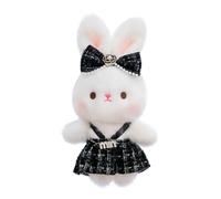JORCEDI 8.27" Cute Plush Bunny Keyring, Fluffy Rabbit Teddy Stuffed Animal Pendant, Soft Easter Bunny Keychain, Cuddly Plushie Gift for Girls (Black skirt,21cm(8.27))
