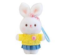 JORCEDI 8.27" Cute Plush Bunny Keyring, Fluffy Rabbit Teddy Stuffed Animal Pendant, Soft Easter Bunny Keychain, Cuddly Plushie Gift for Girls (Yellow sweater,21cm(8.27))
