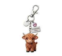 JORCEDI A Little Highland Cow for You Keychain Highland Cow Keychain Cute Cartoon Animal Keyring Soft Rubber Cow Pendant (Pink,2,B)