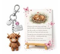 JORCEDI A Little Highland Cow for You Keychain Highland Cow Keychain Cute Cartoon Animal Keyring Soft Rubber Cow Pendant (Pink,1,A)