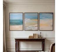 JORCEDI Abstract Coastal Canvas Wall Art Set of 3 Unframed Modern Beach Ocean Landscape Prints Minimalist Seascape Artwork Canvas Pictures for Living Room (30 × 40 cm)