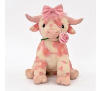 JORCEDI Adorable Pink Highland Cow Plush 35 CM Highland Cow Stuffed Animal Soft Fluffy Teddy Stuffed Animal Gift for Home Décor (B)