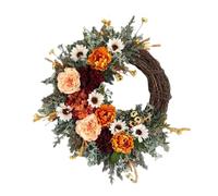 JORCEDI Artificial Wildflower Garland, Fall Peony, daisy Wreath,All-Year Wreath, Door Wildflowers Hanging Garland, for Front Door, Outdoor, Window, Wall, Garden, Wedding (30cm)