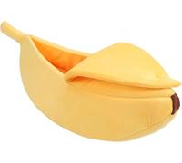 JORCEDI Banana Cat Bed, Calming Anxiety Relief Pet Cave for Cats & Dogs, Breathable Cozy Cave Bed for Kittens Puppies, Machine Washable, for Home Crate Travel Decor (L)