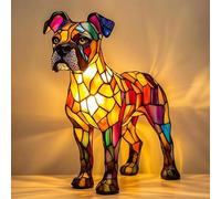 JORCEDI Boxer Dog Night Light - Stained Glass Art Lamp | Energy Class A | Also Available: Corgi, Pug, Shih Tzu, Schnauzer, Dachshund (W)