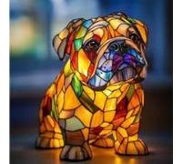 JORCEDI Boxer Dog Night Light - Stained Glass Art Lamp | Energy Class A | Also Available: Corgi, Pug, Shih Tzu, Schnauzer, Dachshund (F)