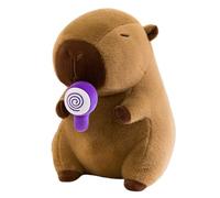 JORCEDI Capybara Plush Toy, Capybara Stuffed Animal Doll, Soft Cuddly Plush Pillow Capybara Teddy with Extendable lollipop, Plushie Hugging Pillow for Kids Animal Lovers Birthday (Purple,45cm)