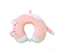 JORCEDI Cartoon Cat-Themed U-Shaped Neck Pillow, Travel Pillow, Cartoon U-Shaped Pillow, Sleeping Pillo. A Suitable for Use in The Car, at The Office, at Home and On Flights (Pink)