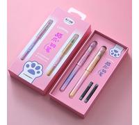 JORCEDI Cat Paw Shape Black Pens, Interesting Handwriting Pens,Biros, Includes Two Of The Same Color Fountain Pen And Replacement Ink,Tactical Pen, Very Cute Cat Paw Shape (Pink,Two)