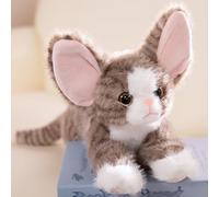 JORCEDI Cat Plush, 53cm Big Ears Kitty Teddy, Plush Soft Toy, Cuddly Toys Lying down Cats for Boy, Girl, Adult (brown cat)