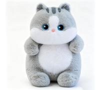 JORCEDI Cat Plush Soft Toys, 40cm Cuddly Kitten Stuffed Animal, Round Fat Cat Plush Hugging Pillow, Stuffed Cat Doll Plushies Gift for Kids and Lovers in Birthday and Christmas (Tabby,40CM)