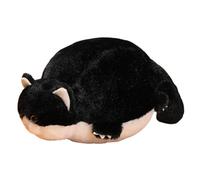 JORCEDI Cat Plush Soft Toys, Chubby Cat Stuffed Animal Soft Plushie Doll, Round Fat Cat Plush Hugging Pillow, Kitten Plush Toy, Cat Teddy Cushion Decoration for Kids Home Decor Gift (50cm,Black)