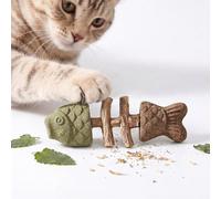 JORCEDI Catnip & Silvervine Chew Creative Fish Bone Cat Dental Chew Toy with Natural Catnip & Silvervine Wooden Cat Teeth Cleaning Stick for Indoor Cats for Dental Care & Boredom Relief (Mix,3 pcs)