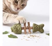 JORCEDI Catnip & Silvervine Chew Creative Fish Bone Cat Dental Chew Toy with Natural Catnip & Silvervine Wooden Cat Teeth Cleaning Stick for Indoor Cats for Dental Care & Boredom Relief (Green,3 pcs)