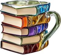 JORCEDI Creative 3D Book Mug - Stackable Books Shaped Mugs, Funny Vintage Drinkware for Milk Tea Juice, Unique Home Decor & Desk Accessories Water Cup (B)