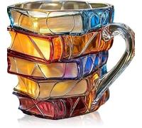 JORCEDI Creative 3D Book Mug - Stackable Books Shaped Mugs, Funny Vintage Drinkware for Milk Tea Juice, Unique Home Decor & Desk Accessories Water Cup (A)