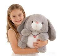 JORCEDI Cuddly Rabbit, Pink Plush Rabbit for Kids, Soft and Cute Plush Rabbit with Heart Pendant, Gift for Kids & Adults (Gray,40cm)
