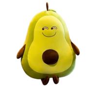 JORCEDI Cute Avocado Plush Pillow with Expressions, Soft Stuffed Fruit Hugging Pillow Removable Cover Zipper, Large Squishy Cushion for Bedroom Sofa Office Decor, for Kids Adults (green2,35cm)
