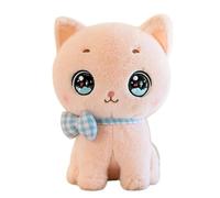 JORCEDI Cute Bow Tie Cat Plush Toy, Stuffed Pink Kitten Doll, Soft Plush Fabric & PP Cotton Filled, 2 Colors, Adorable Gift & Decor Pillow for Kids & Adults (pink,24cm)
