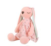 JORCEDI Cute Bunny Plush Toy, Soft Sleeping Rabbit Stuffed Animal with Floral Dress, Rabbit Plush Doll for Party Easter Wedding Decorations Birthday (Pink,35cm)