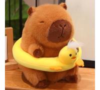 JORCEDI Cute Capybara Plush with Removable Swim Ring, Soft Stuffed Capybara Toy, Cuddly Plush Hugging Pillow for Bedroom Sofa Office, for Kids (Duck swim ring)