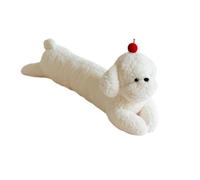 JORCEDI Cute Long Dog Plush Pillow with Cherry Topping, Soft Stuffed Puppy Body Pillow, Fluffy Hugging Pillow for Bedroom Sofa, Gift for Kids Adults (white,60cm)