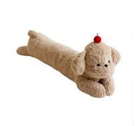 JORCEDI Cute Long Dog Plush Pillow with Cherry Topping, Soft Stuffed Puppy Body Pillow, Fluffy Hugging Pillow for Bedroom Sofa, Gift for Kids Adults (brown,60cm)