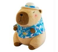 JORCEDI Cute Summer Capybara Plush Toy, Pink Stuffed Capybara Doll with Beach Outfits, Soft Fluffy PP Cotton Filled, Multiple Styles & Sizes, Adorable Gift & Decor for Kids & Adults (blue,30cm)