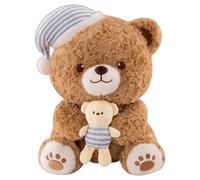 JORCEDI Cute Teddy Bear Plush Toy with Mini Bear, Ultra Soft Stuffed Animal, Cuddly Pillow for Kids Adults, Home Decor (25cm)