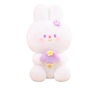 JORCEDI Cute White Bunny Plush Toy, Soft Fluffy Stuffed Rabbit with Ice Cream, Kawaii Sitting Rabbit Cuddly for Kids Gift (25cm)