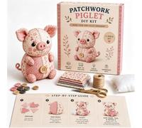 JORCEDI DIY Patchwork Animal Sewing Kit, Mouse Cow Sheep Felt Craft Set, Handmade Farmhouse Style Décor Making Kit for Adults & Teens, Cute Personalised Gift (B)