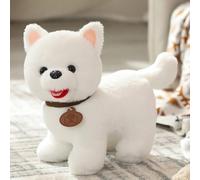 JORCEDI Dog Teddy Plush, 25/30/40cm Fluffy Soft Toy, Simulated Animal Cuddly Toys Doll Gift for Boy, Girl, Adult (Samoyed,L-50 * 40cm/ 19.69 * 15.75inch)