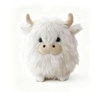 JORCEDI Emotional Support Highland Cow Plush, 20/25 CM Emotional Support Plushies Highland Cow, Soft Plush Toys for Cuddling & Playing, Gift for Children and Adults (White,20CM)