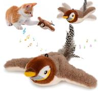 JORCEDI Flappy Bird Cat Toy - Interactive Chirping Bird Toy with Automatic Wing Motion, Rechargeable Catnip Toy for Indoor Cats & Kittens, Realistic Sparrow Toy for Exercise and Fun