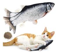 JORCEDI Floppy Fish Cat Toy, Interactive Catnip Toys for for Indoor Cats, Simulation Plush Moving Kitten Fish Toy, Perfect for Cats to Bite, Chew and Kick