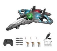 JORCEDI Foam Remote-Controlled Aircraft, Safe Beginner's RC Toy, Auto-Hovering Quadcopter, Colourful LED Lights, 360° Flips, Includes 3 Batteries (Blue)