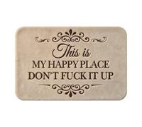JORCEDI Funny Doormat,This Is My Happy Space Don't Mess It Up,Slip Soft Absorbent Entrance Doormat Rug,Humorous Slogan Doormat for Bedroom Hallway Kitchen (Beige,50 * 80cm)